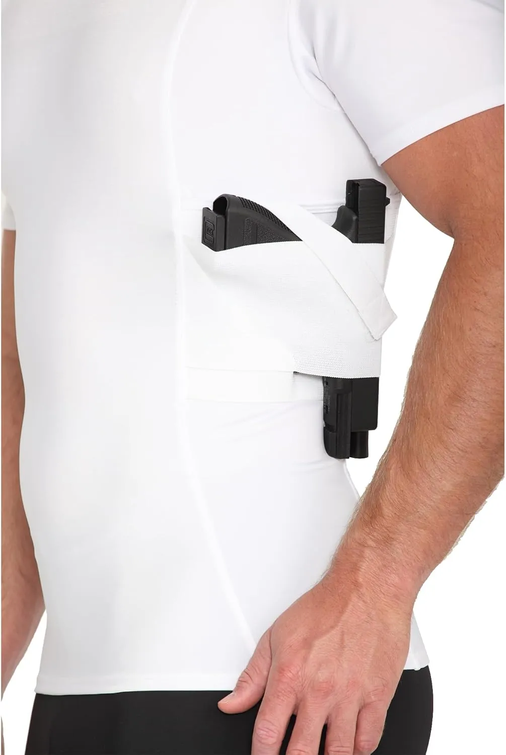 -Made in USA- Mens Concealed Carry Holster Slimming Compression Shapewear Under-Shirt Concealed Gun Holster