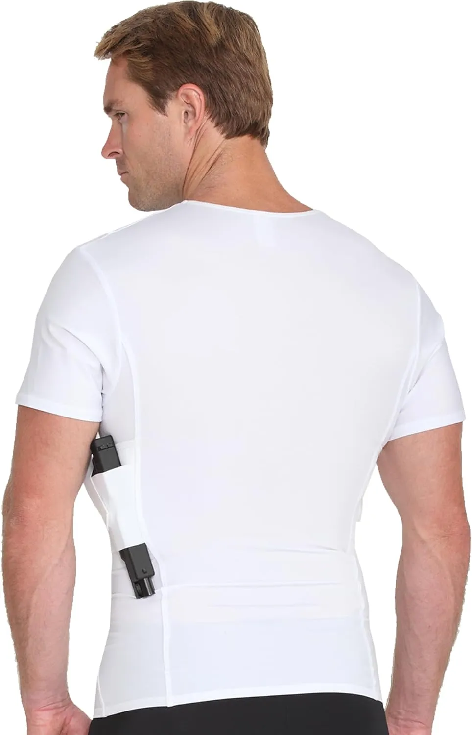 -Made in USA- Mens Concealed Carry Holster Slimming Compression Shapewear Under-Shirt Concealed Gun Holster