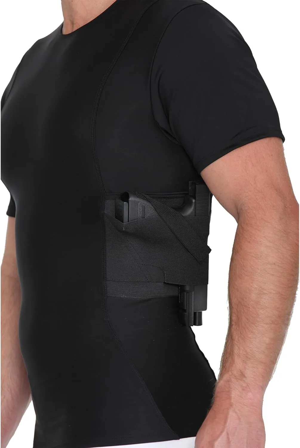 -Made in USA- Mens Concealed Carry Holster Slimming Compression Shapewear Under-Shirt Concealed Gun Holster