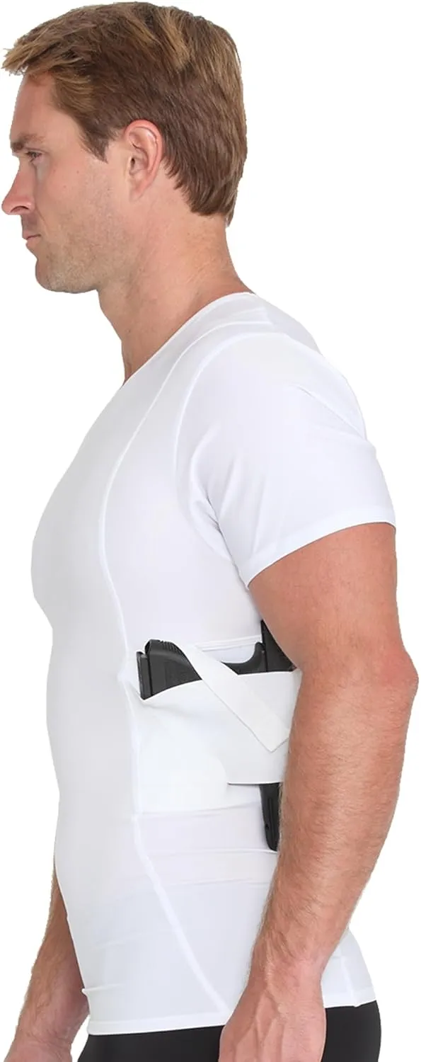 -Made in USA- Mens Concealed Carry Holster Slimming Compression Shapewear Under-Shirt Concealed Gun Holster