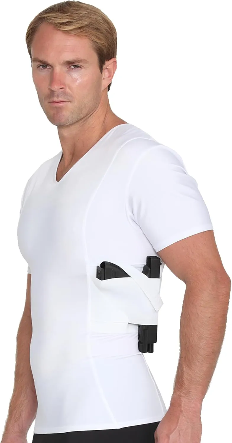 -Made in USA- Mens Concealed Carry Holster Slimming Compression Shapewear Under-Shirt Concealed Gun Holster