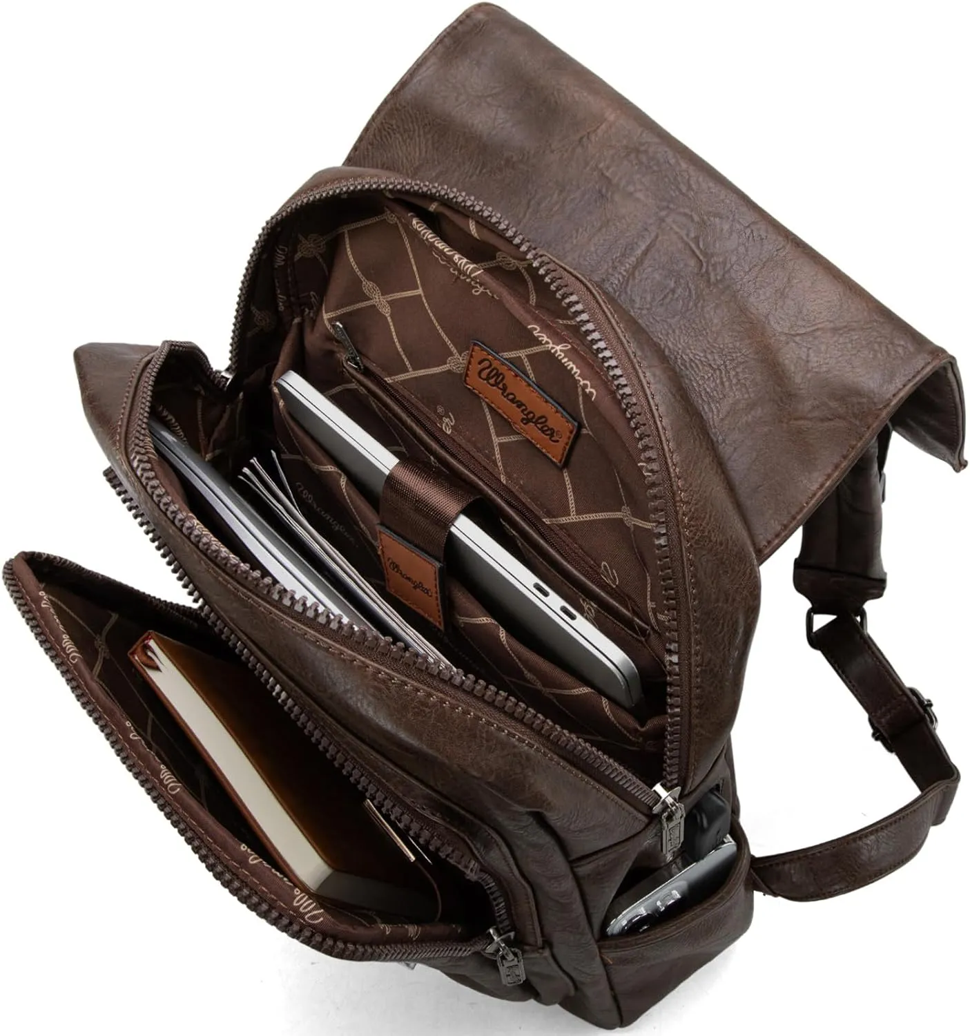 × Wrangler Vegan Leather Backpack Purse Laptop Backpack for Men and Women Unisex Fashion Backpack