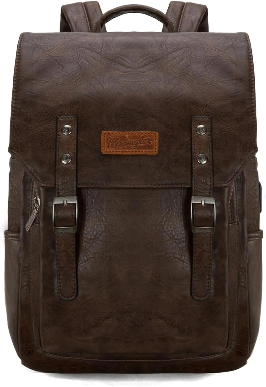 × Wrangler Vegan Leather Backpack Purse Laptop Backpack for Men and Women Unisex Fashion Backpack