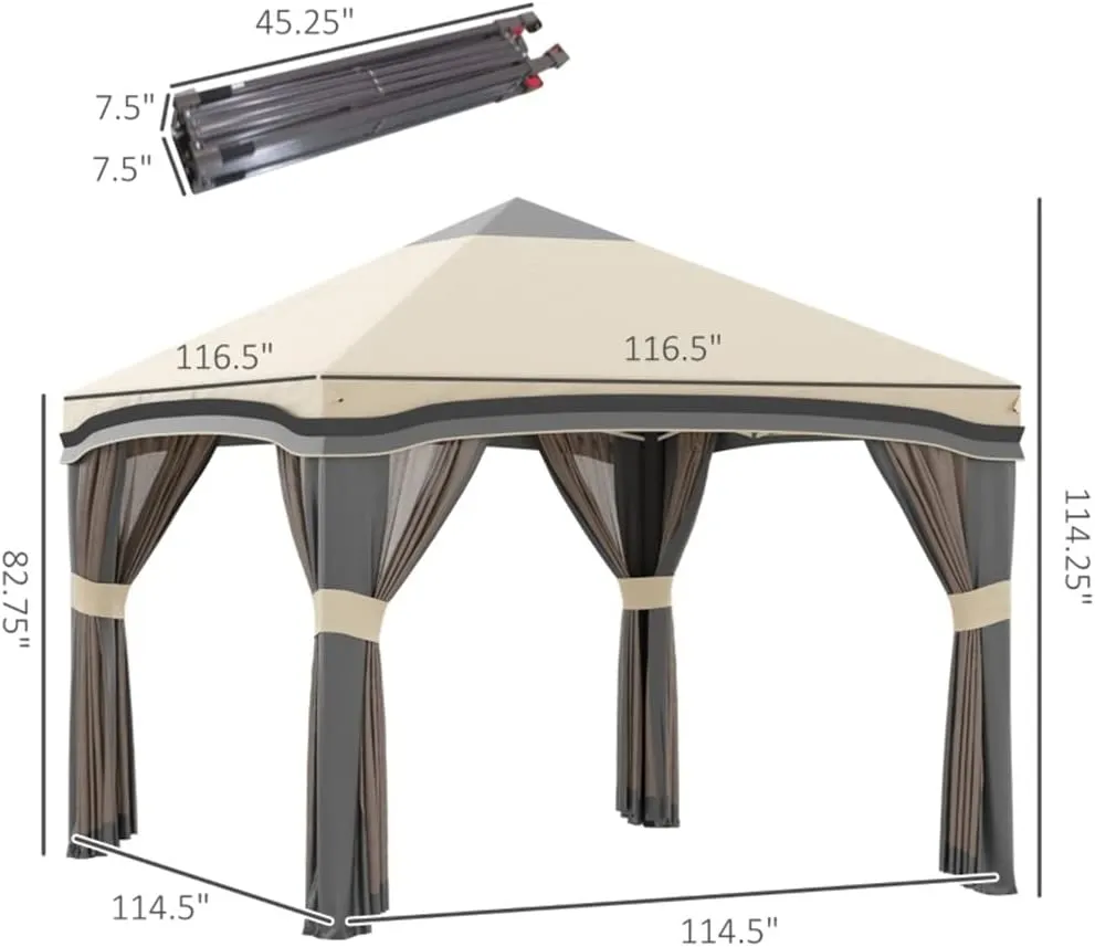 10' X 10' Pops Up Canopy with Netting,Foldable Tents W/Wheeled Carry Bag and 4 Sand Bags for Outdoor,Garden,Patio