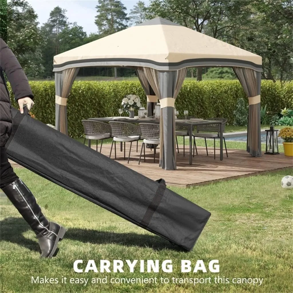 10' X 10' Pops Up Canopy with Netting,Foldable Tents W/Wheeled Carry Bag and 4 Sand Bags for Outdoor,Garden,Patio