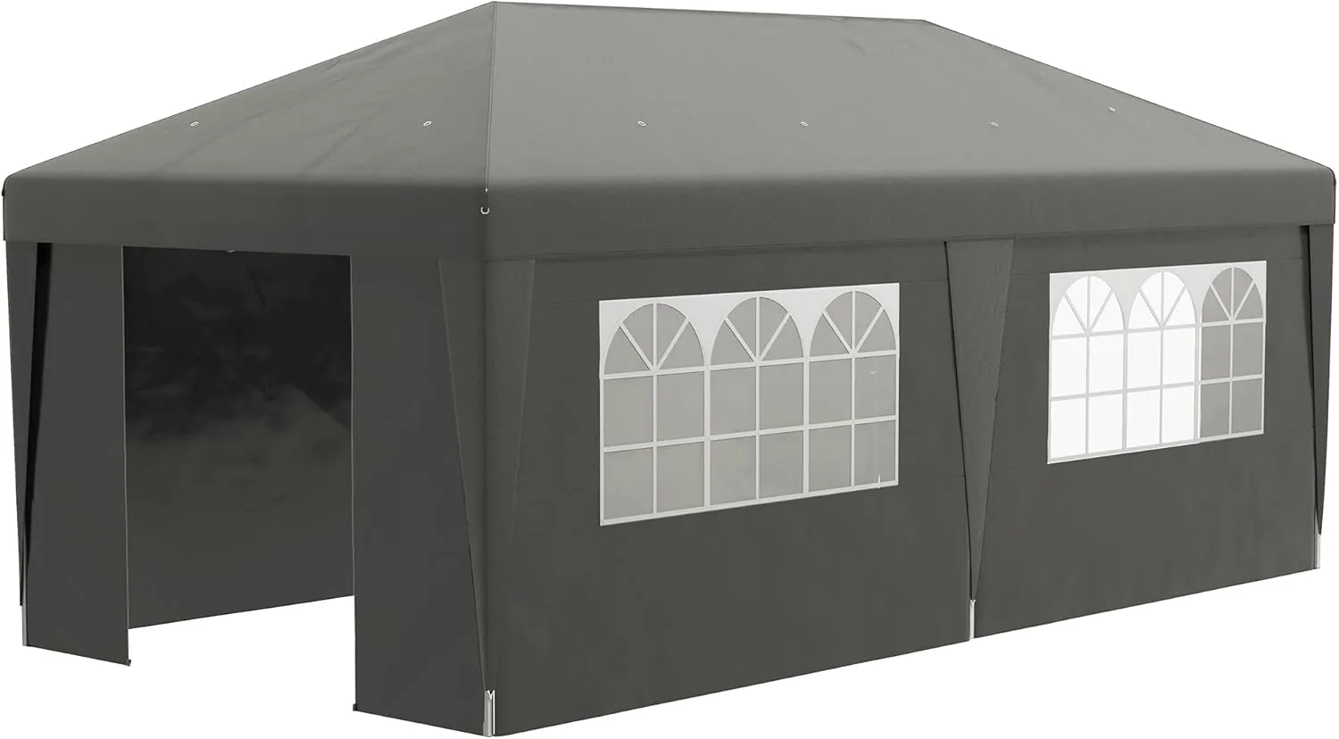 10' x 19.5' Pop Up Canopy Tent with Sidewalls, Height Adjustable Large Party Tent Event Shelter with Leg Weight Bags, Double Doors and Wheeled Carry Bag for Garden, Patio, Gray