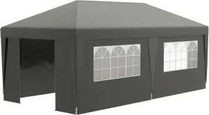 10' x 19.5' Pop Up Canopy Tent with Sidewalls, Height Adjustable Large Party Tent Event Shelter with Leg Weight Bags, Double Doors and Wheeled Carry Bag for Garden, Patio, Gray