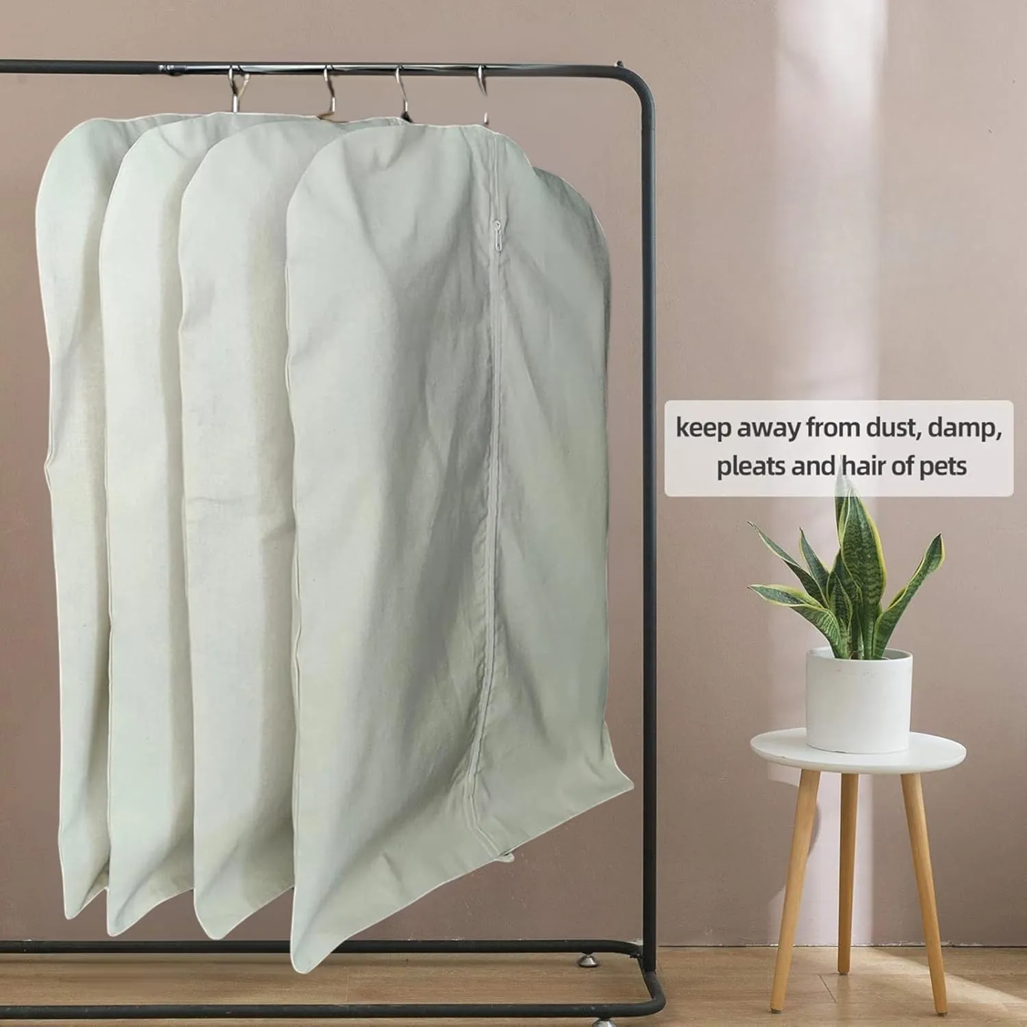 100% Cotton Canvas Garment Cover for Suits, Coats, Dresses; Travel Bag (Small (24"x35"), Off-White)