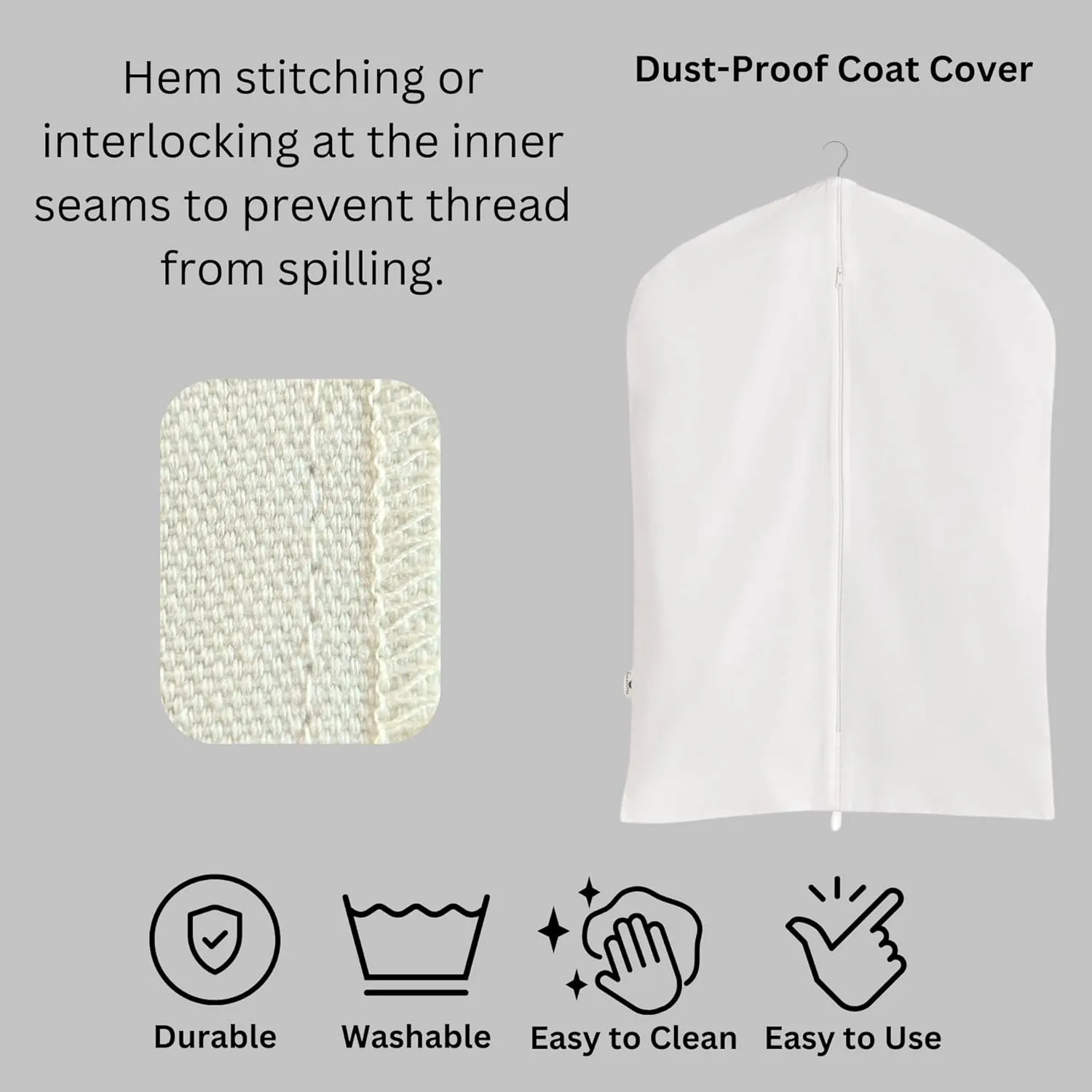 100% Cotton Canvas Garment Cover for Suits, Coats, Dresses; Travel Bag (Small (24"x35"), Off-White)