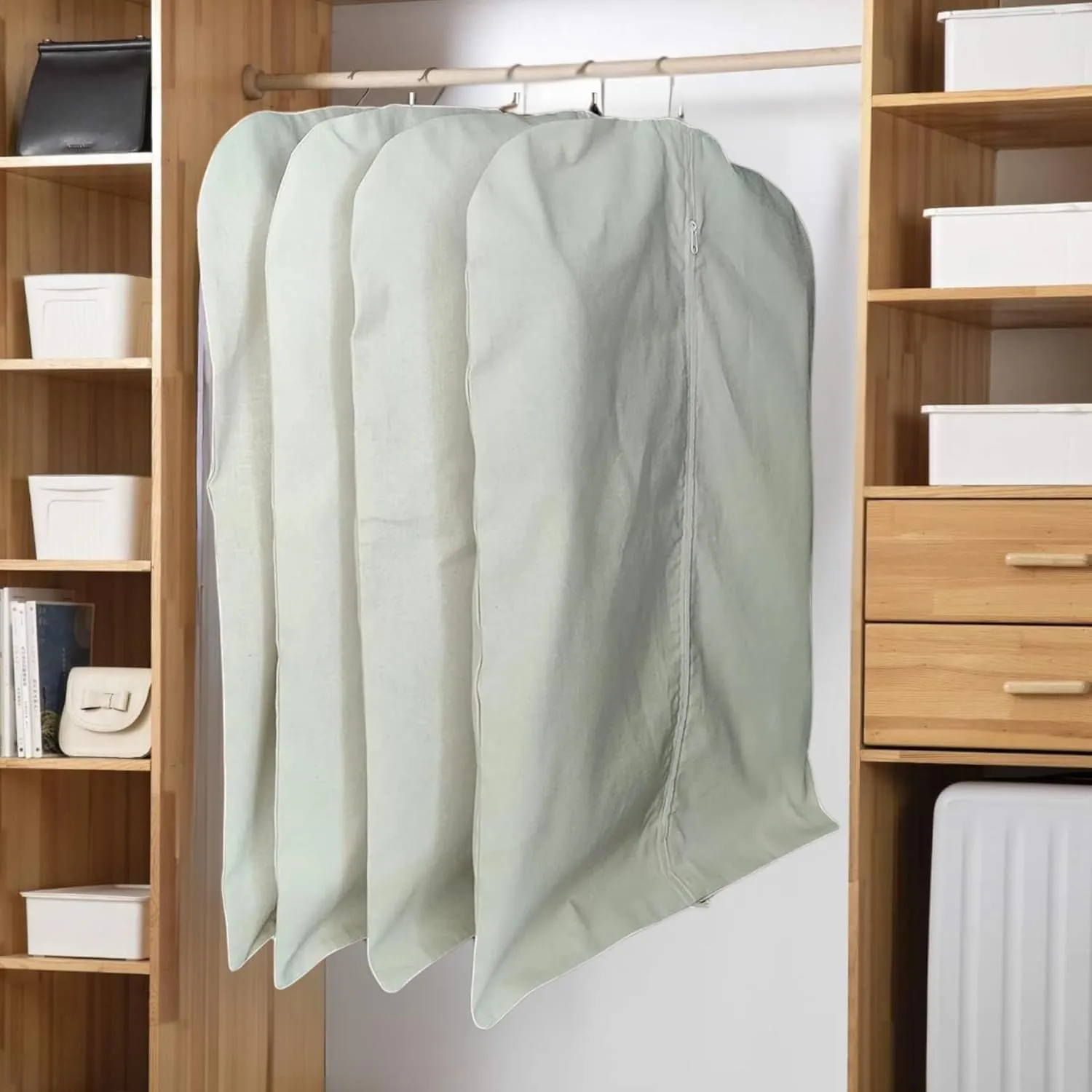 100% Cotton Canvas Garment Cover for Suits, Coats, Dresses; Travel Bag (Small (24"x35"), Off-White)