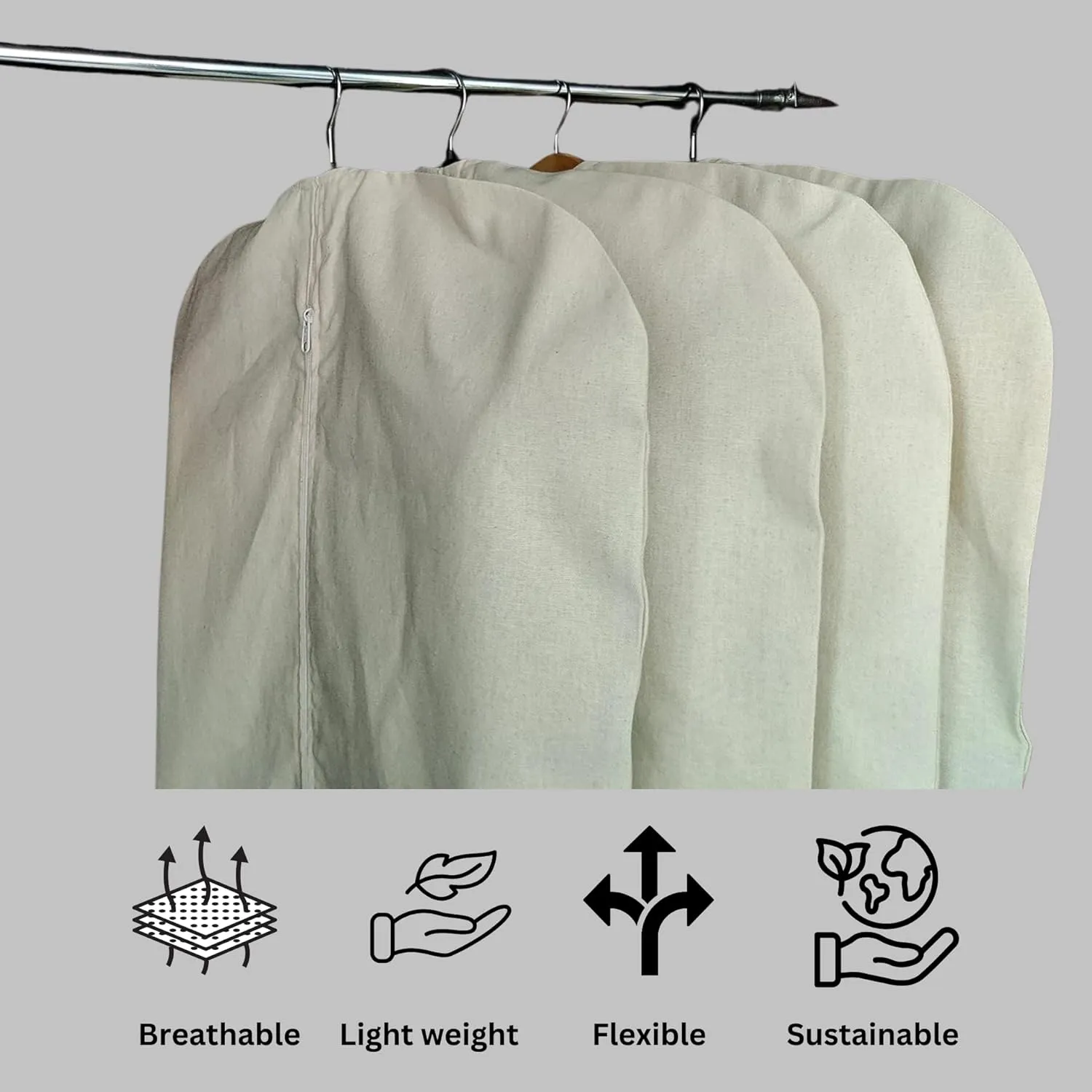 100% Cotton Canvas Garment Cover for Suits, Coats, Dresses; Travel Bag (Small (24"x35"), Off-White)