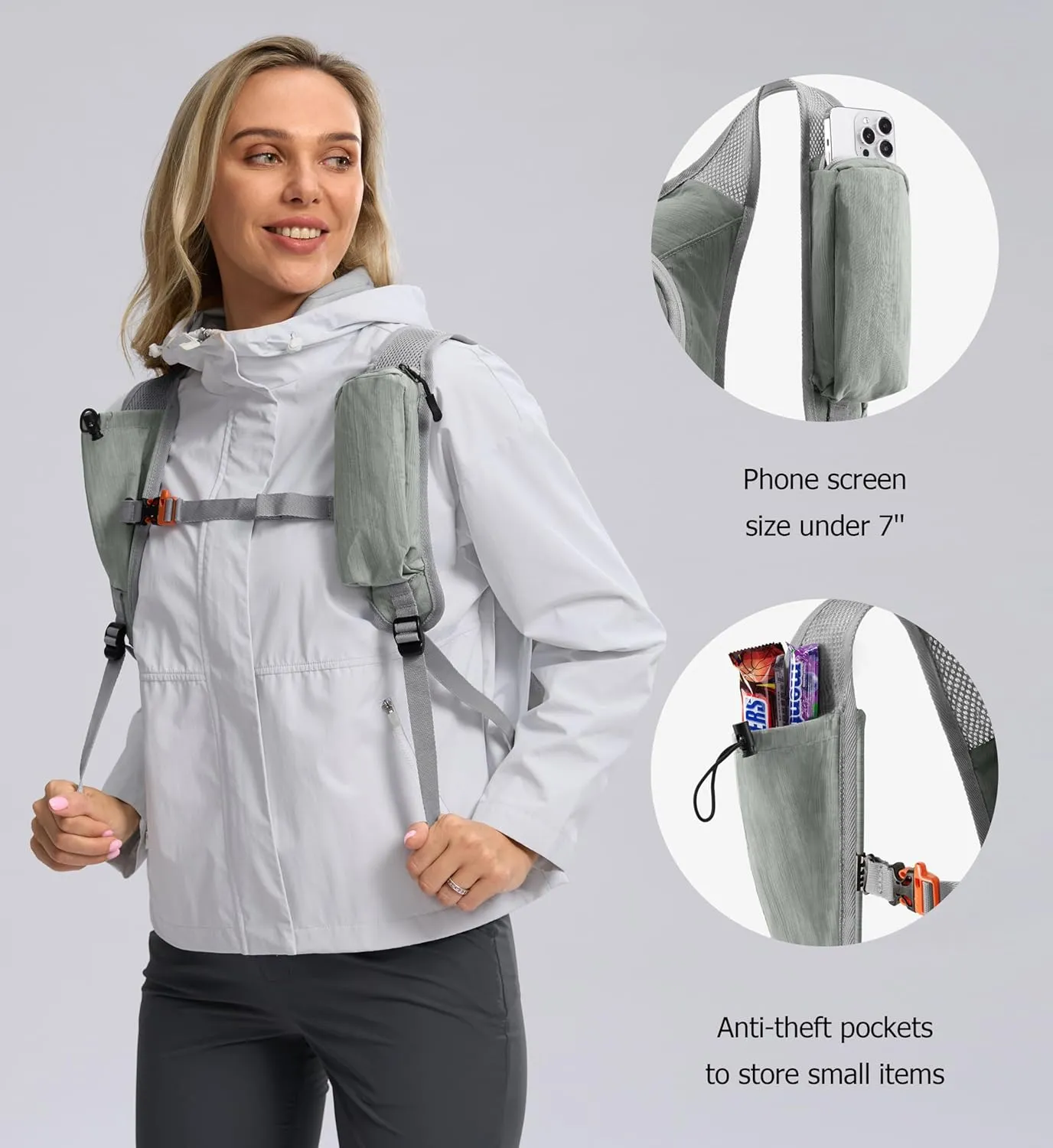 10L Small Hiking Backpack Travel Daypack Lightweight Packable Back Pack for Women Men(Light Grey)