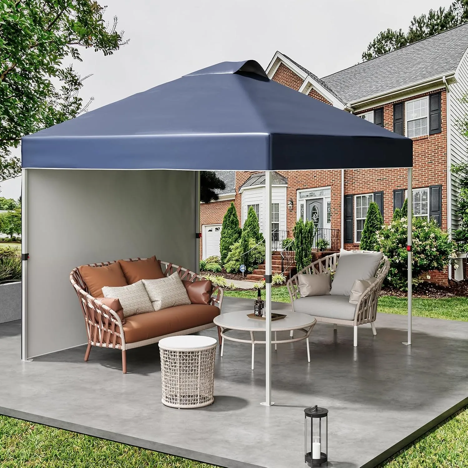 10x10 Pop Up Canopy Outdoor Shade with Pockets Sidewall- Beach Tent with One Push Setup - Easy Outdoor Sun Shade Portable Instant Camping Beach Canopy Tents for Events, Parties, Camping