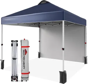 10x10 Pop Up Canopy Outdoor Shade with Pockets Sidewall- Beach Tent with One Push Setup - Easy Outdoor Sun Shade Portable Instant Camping Beach Canopy Tents for Events, Parties, Camping