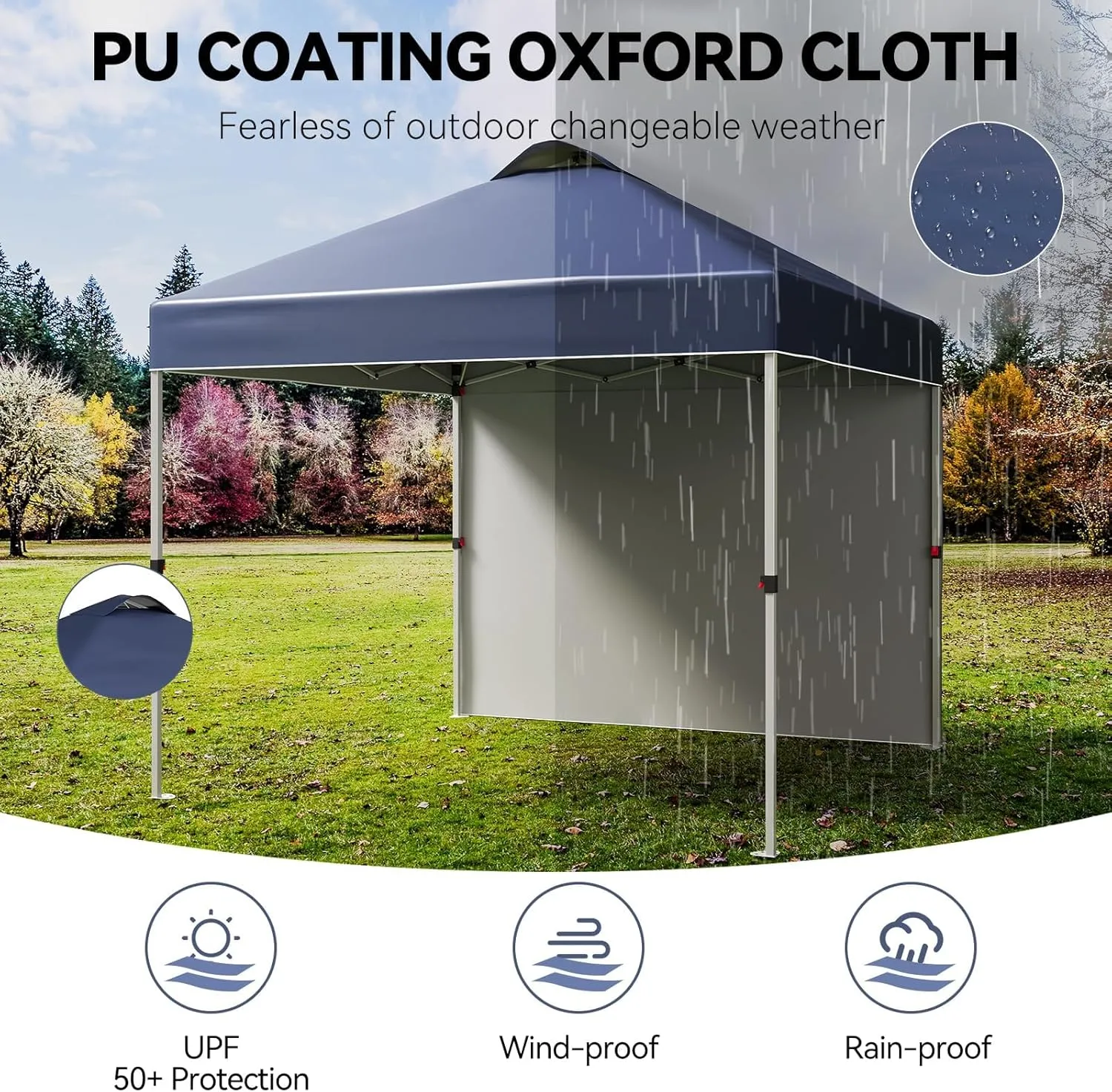 10x10 Pop Up Canopy Outdoor Shade with Pockets Sidewall- Beach Tent with One Push Setup - Easy Outdoor Sun Shade Portable Instant Camping Beach Canopy Tents for Events, Parties, Camping