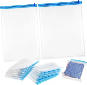 12 Pcs Compression Storage Bag Storing Shrink Organizer Compression Bags Traveling Size Travel Organizer Foldable Travel Bag Large Storage Bags Moving Material Blue
