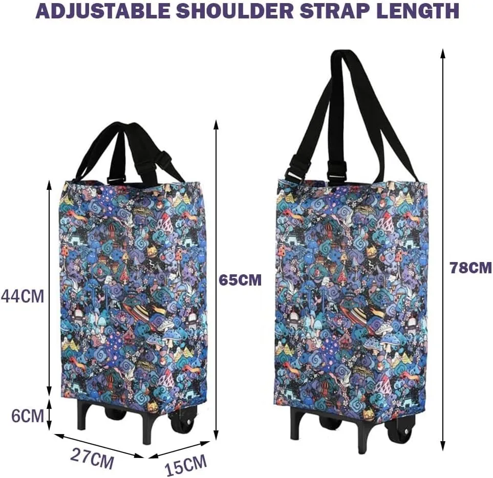 12.5Kg Capacity Trolley Bags Shopping Bag - Portable Shopping Bag with Wheels, Waterproof Oxford Cloth Foldable Shopping Bag, with Wheels Shopping Cart, for Home Supermarket Grocery Bags(C)