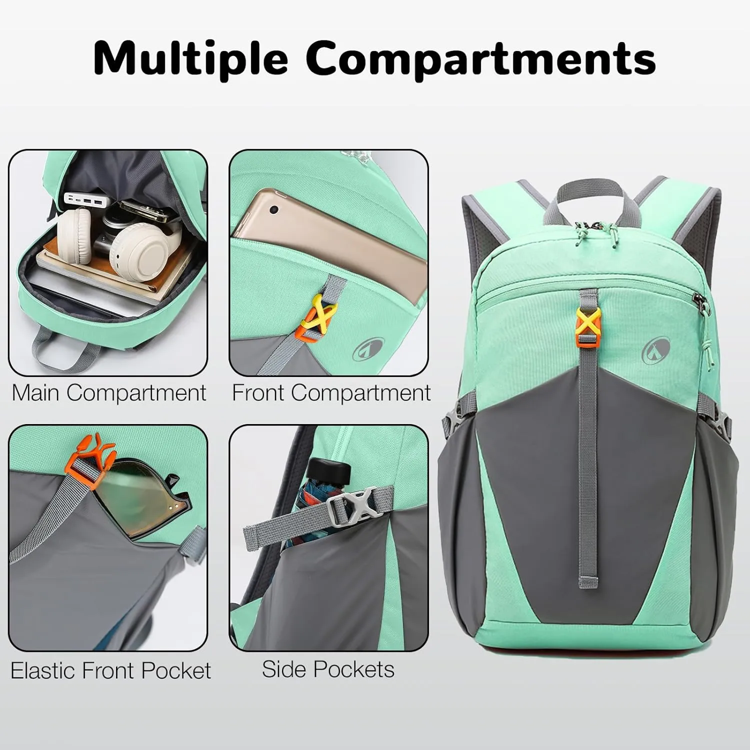 12L Lightweight Small Hiking Daypack for Women, Mini Kids Hiking Backpack for Girls, Light Green