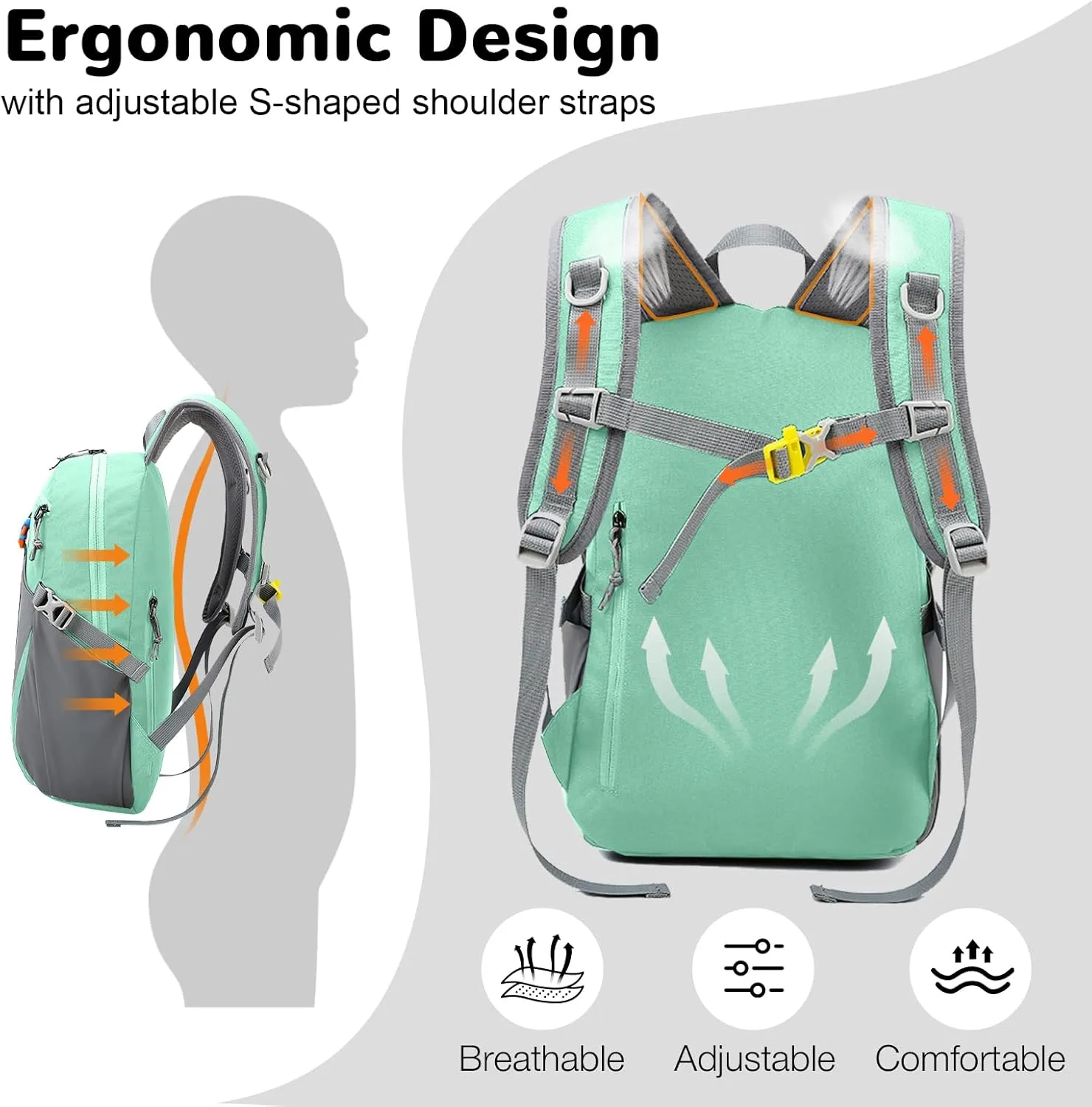 12L Lightweight Small Hiking Daypack for Women, Mini Kids Hiking Backpack for Girls, Light Green