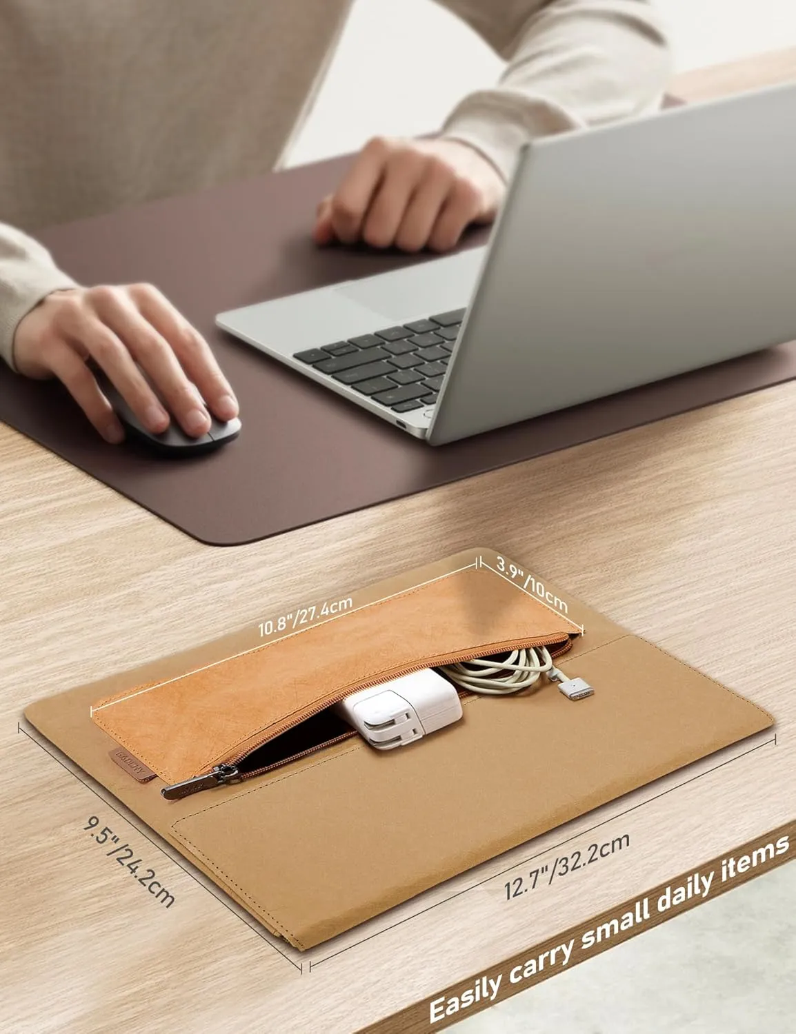 13 Inch Laptop Sleeve for MacBook Air 13 2025-2018, MacBook Pro 13 2022-2016, 13" iPad Air/Pro M2/M4 2024, HP Envy x360 13, 13" Surface Pro, 11.6" Chromebook, Washable Kraft Case