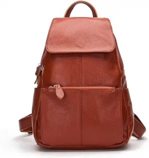15 Colors Real Soft 100% Genuine Leather Women Backpack Fashion Ladies Travel Bag Preppy Style For Woman (Brown)