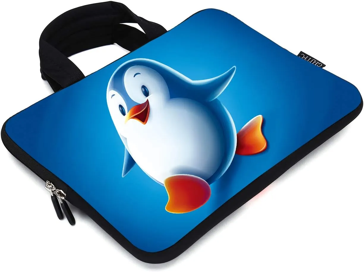 15 Inch Laptop Sleeve Carrying Bag Neoprene Sleeve Tote Tablet Cover Notebook Briefcase Bag with Handle (Penguin,15")