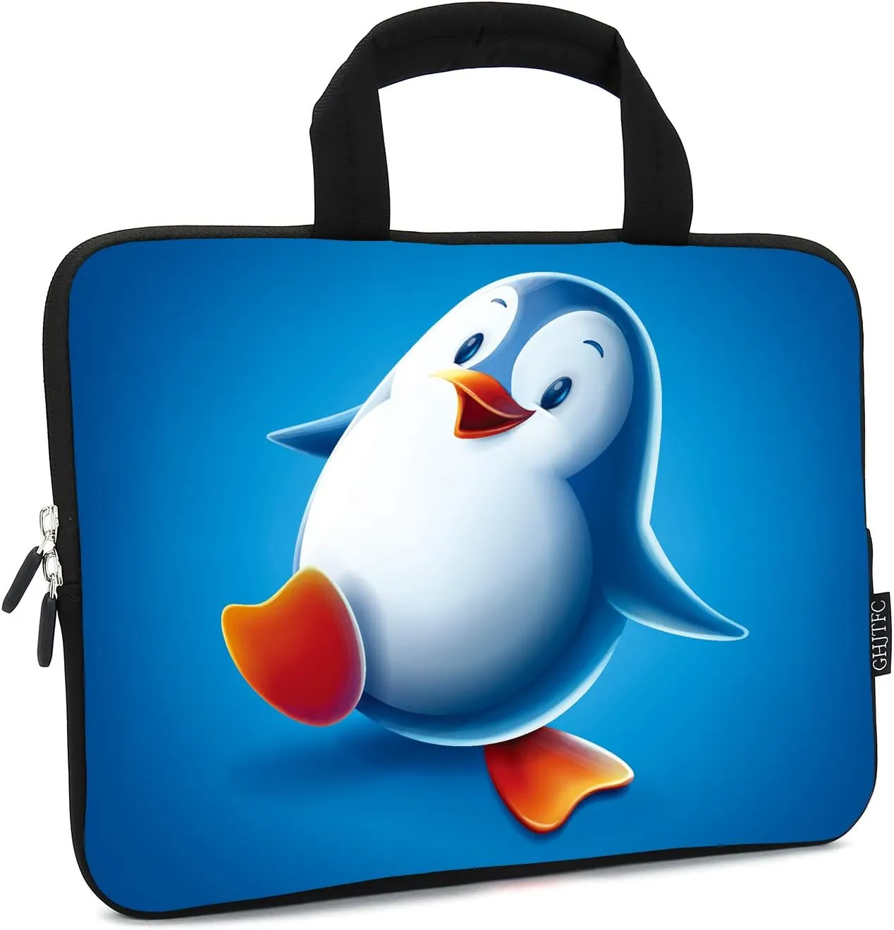 15 Inch Laptop Sleeve Carrying Bag Neoprene Sleeve Tote Tablet Cover Notebook Briefcase Bag with Handle (Penguin,15")