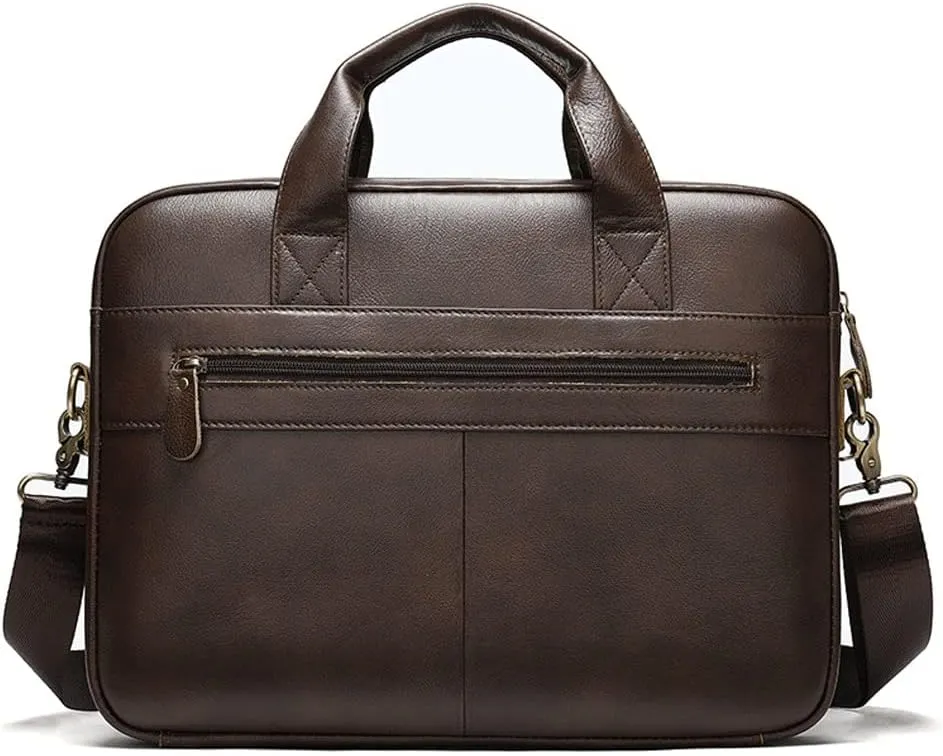 15'' Leather Laptop Work Bag Office Business Briefcase Messenger Bag for Men