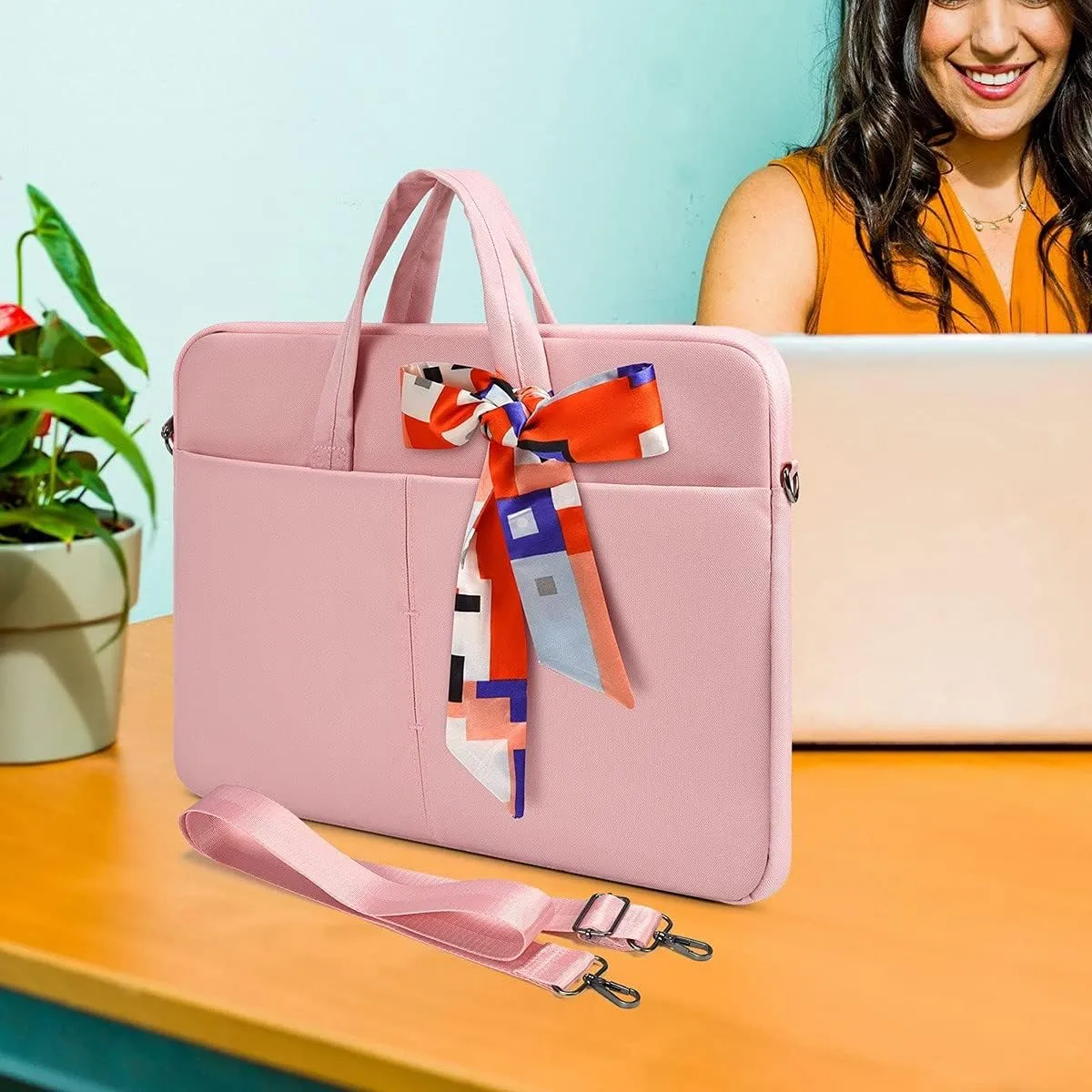 17-17.3 Inch Laptop Sleeve Shoulder Bag Briefcase Women Ladies Handbag for HP Envy 17/Pavilion 17/OMEN 17.3, Dell G3 G7 17.3/ Inspiron 17, Acer Aspire 17, ASUS ROG MSI GS75 GF75 17.3 Case, Pink