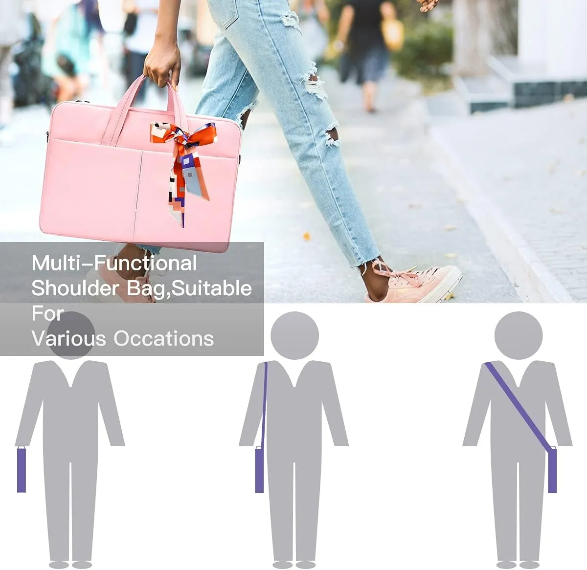 17-17.3 Inch Laptop Sleeve Shoulder Bag Briefcase Women Ladies Handbag for HP Envy 17/Pavilion 17/OMEN 17.3, Dell G3 G7 17.3/ Inspiron 17, Acer Aspire 17, ASUS ROG MSI GS75 GF75 17.3 Case, Pink