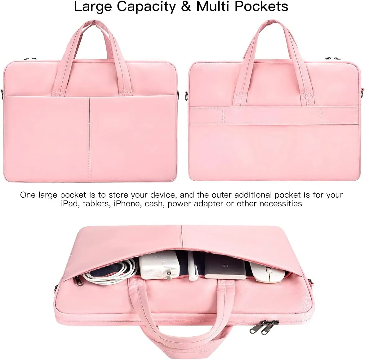 17-17.3 Inch Laptop Sleeve Shoulder Bag Briefcase Women Ladies Handbag for HP Envy 17/Pavilion 17/OMEN 17.3, Dell G3 G7 17.3/ Inspiron 17, Acer Aspire 17, ASUS ROG MSI GS75 GF75 17.3 Case, Pink