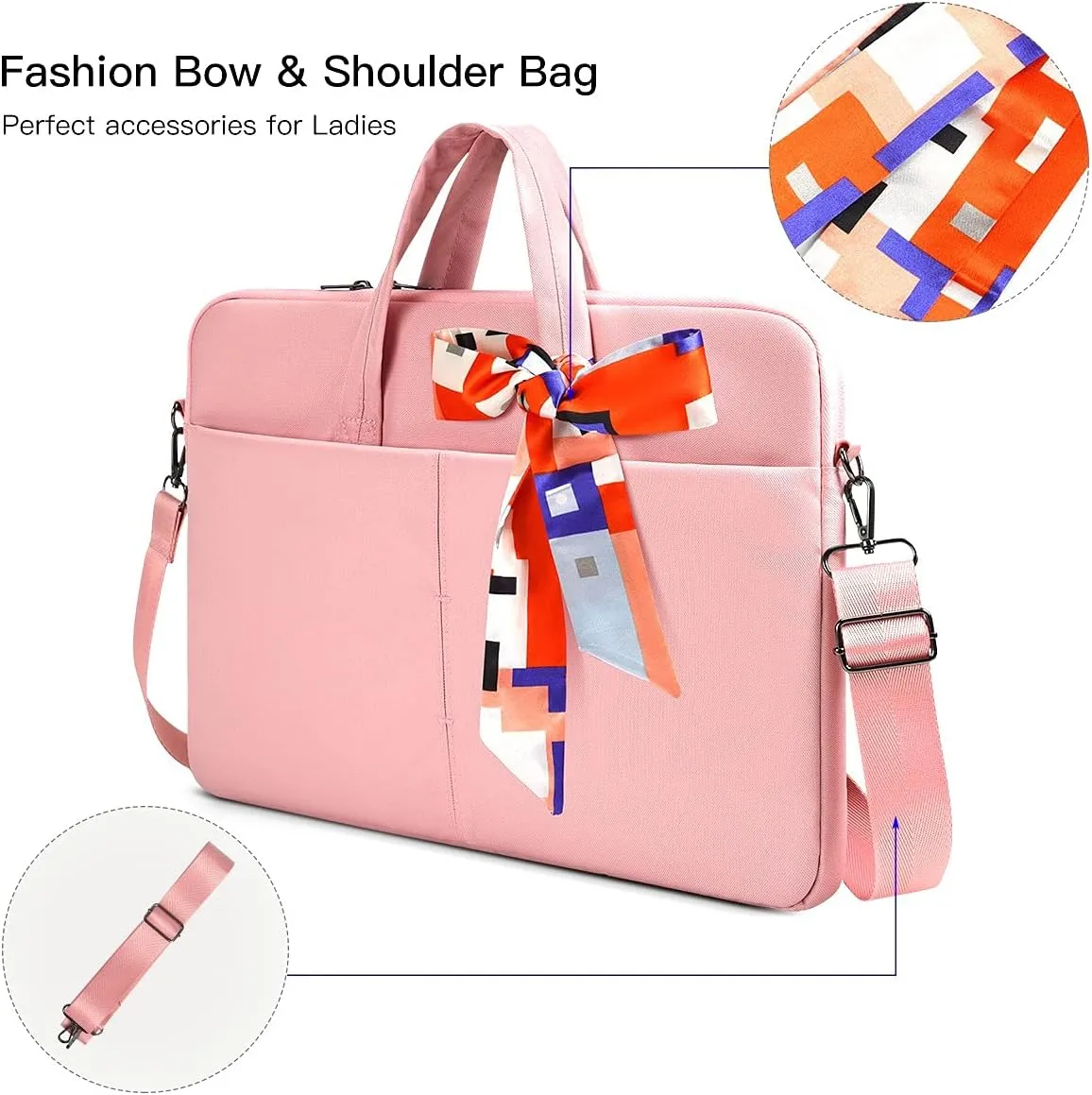 17-17.3 Inch Laptop Sleeve Shoulder Bag Briefcase Women Ladies Handbag for HP Envy 17/Pavilion 17/OMEN 17.3, Dell G3 G7 17.3/ Inspiron 17, Acer Aspire 17, ASUS ROG MSI GS75 GF75 17.3 Case, Pink