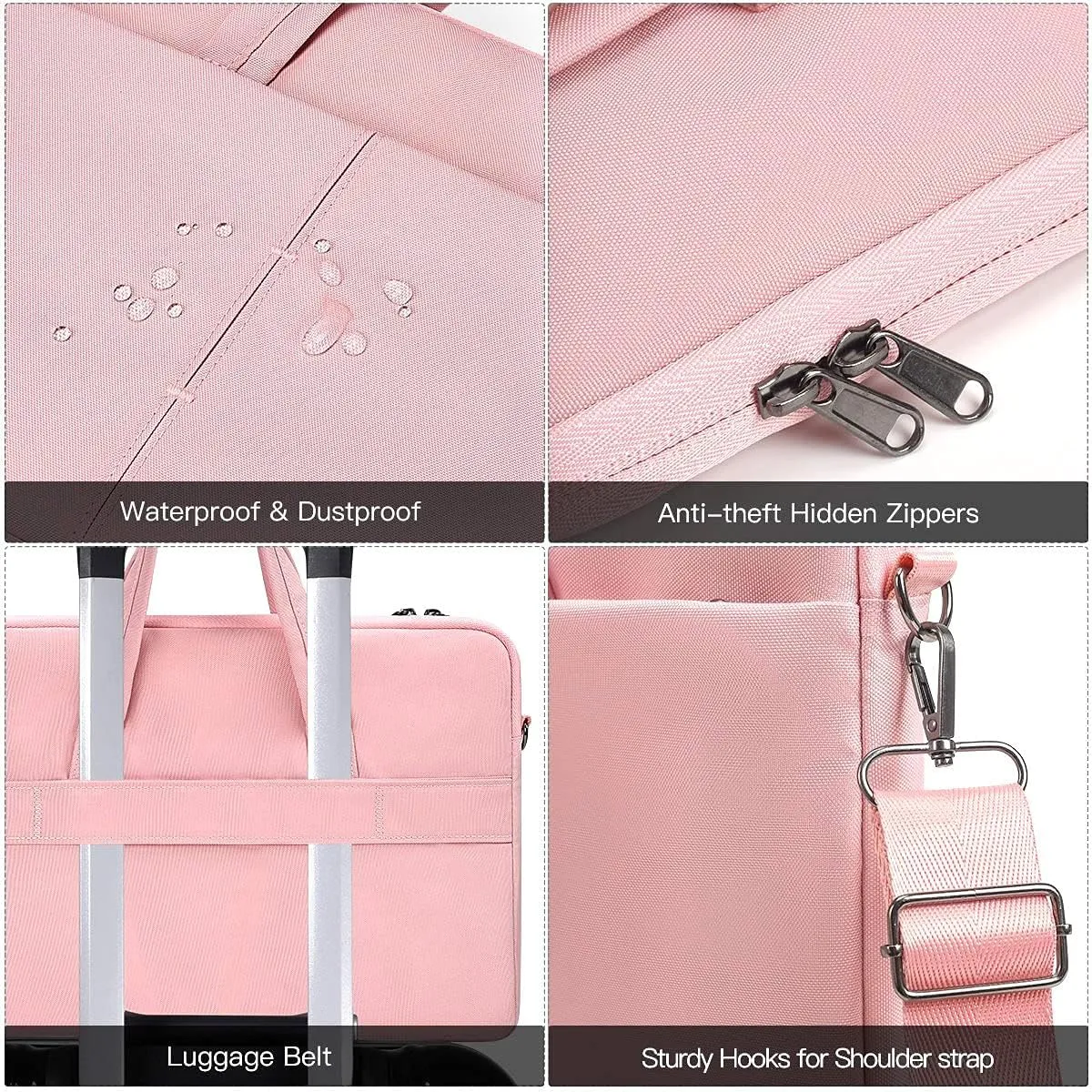 17-17.3 Inch Laptop Sleeve Shoulder Bag Briefcase Women Ladies Handbag for HP Envy 17/Pavilion 17/OMEN 17.3, Dell G3 G7 17.3/ Inspiron 17, Acer Aspire 17, ASUS ROG MSI GS75 GF75 17.3 Case, Pink