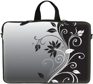 17.3 Inch Neoprene Laptop Sleeve Bag Carrying Case with Hidden Handle Design Compatible with MacBook Air Ultrabook, Chromebook - Black Gray Swirl