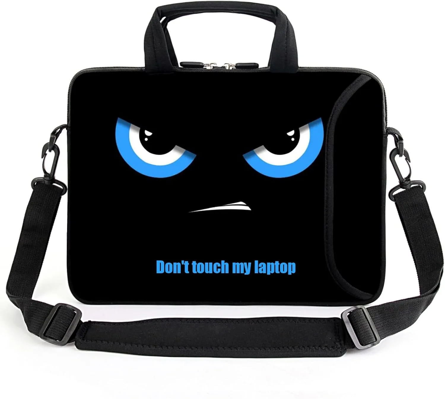 17" Shoulder Bag Adjustable shoulder strap Laptop sleeve Carrying case with mouse and power adapter storage bag (Blue Eyes-1)