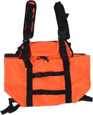 2 Bags Expedition Backpack Vest, 900d Nylon Bird Vest High Visibility Expedition Packs with Dual Compartments and Quick Access Straps for Men Orange
