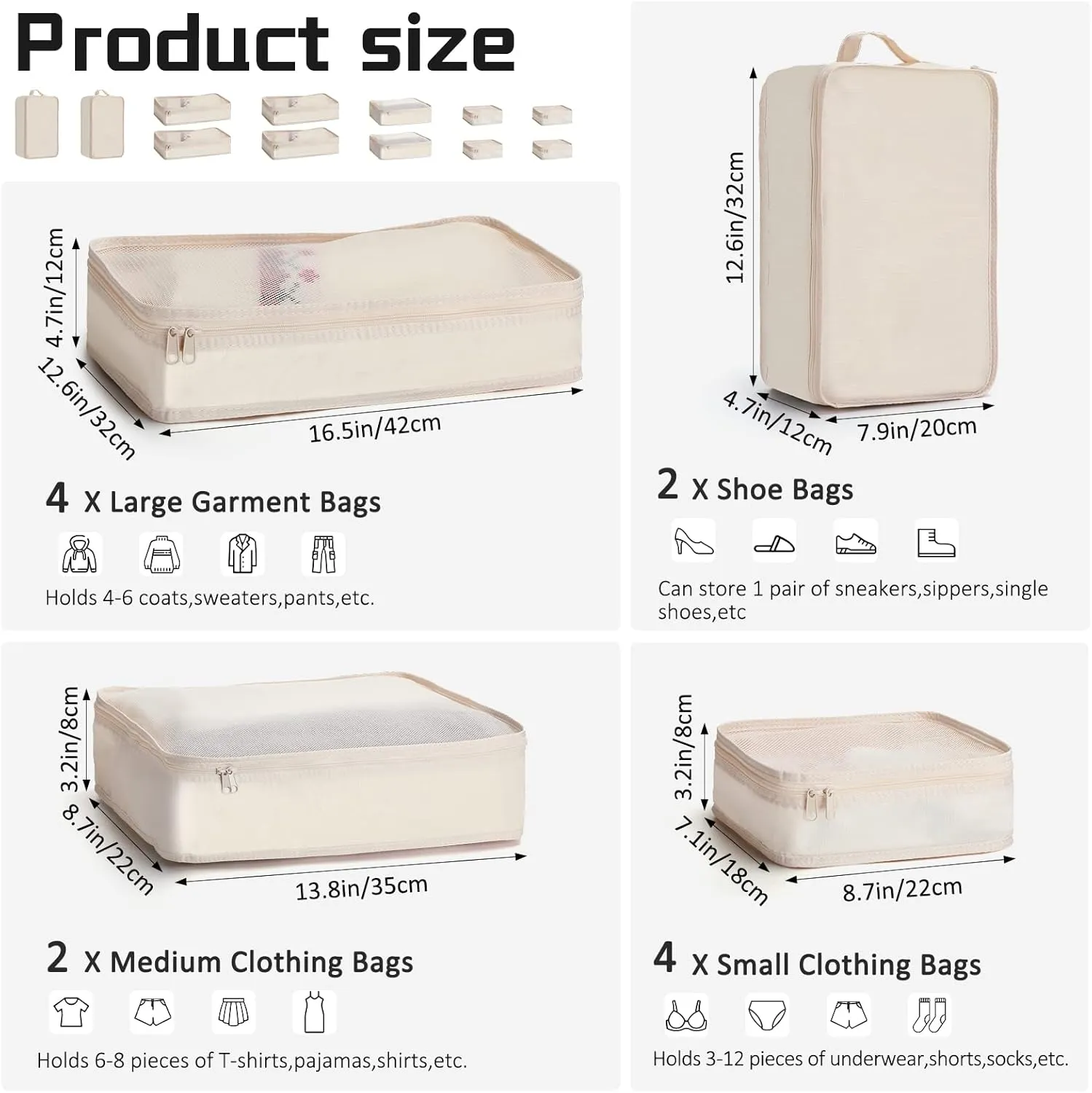 2 Packs 6 Set Travel Packing Cubes Luggage Organizer Set Lightweight Suitcase Organizer Bags with Shoe Bag Travel Packing Organizers for Clothes Cosmetic Toiletries Travel Accessories