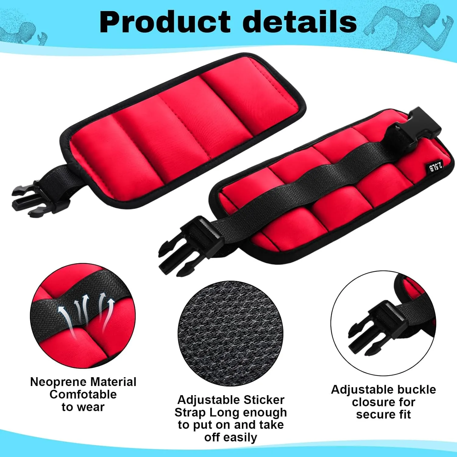 2 Pairs Ankle Wrist Weights for Dry Land or Aquatic Exercise Aqua Cuffs Aqua Aerobics Fitness Bands for Ankle and Wrist Adjustable Weights for Swimming Pool Workout Equipment