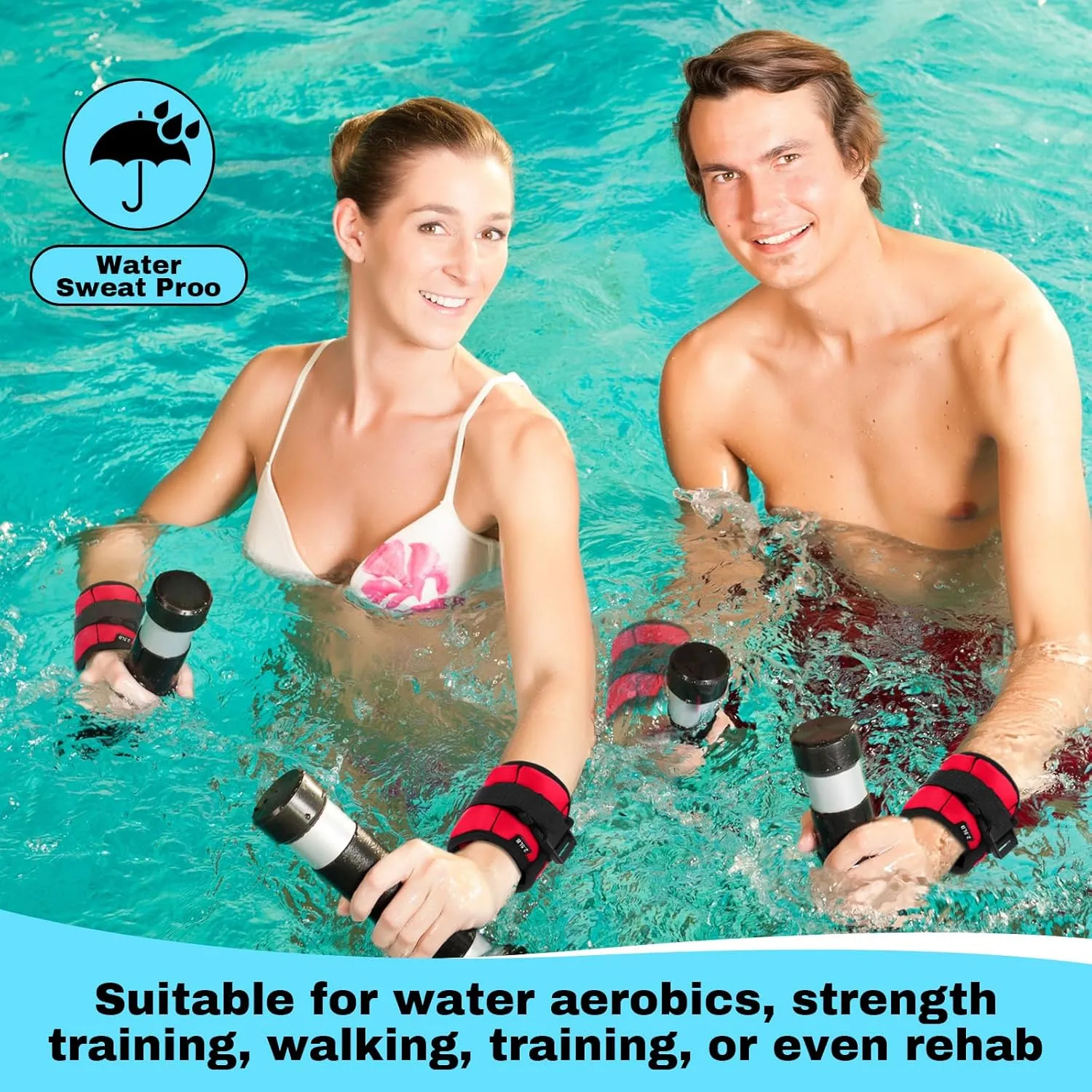 2 Pairs Ankle Wrist Weights for Dry Land or Aquatic Exercise Aqua Cuffs Aqua Aerobics Fitness Bands for Ankle and Wrist Adjustable Weights for Swimming Pool Workout Equipment