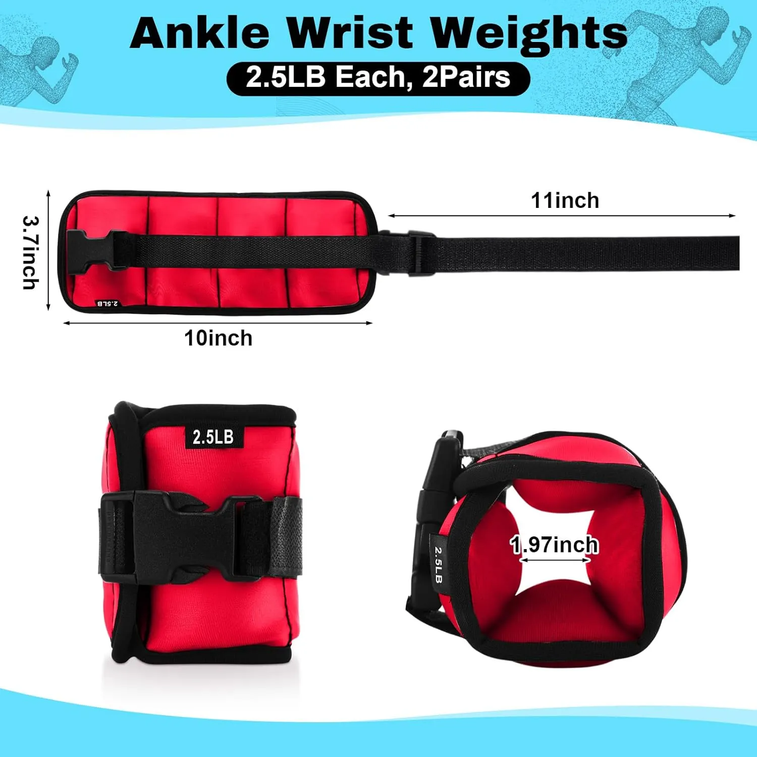 2 Pairs Ankle Wrist Weights for Dry Land or Aquatic Exercise Aqua Cuffs Aqua Aerobics Fitness Bands for Ankle and Wrist Adjustable Weights for Swimming Pool Workout Equipment