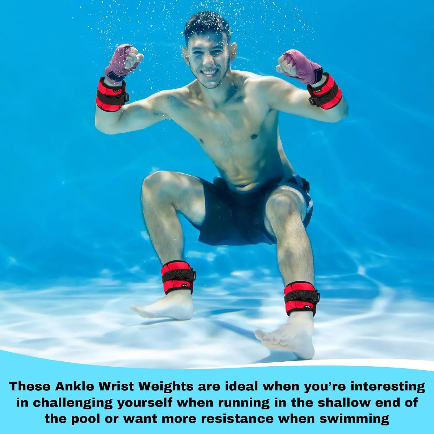 2 Pairs Ankle Wrist Weights for Dry Land or Aquatic Exercise Aqua Cuffs Aqua Aerobics Fitness Bands for Ankle and Wrist Adjustable Weights for Swimming Pool Workout Equipment