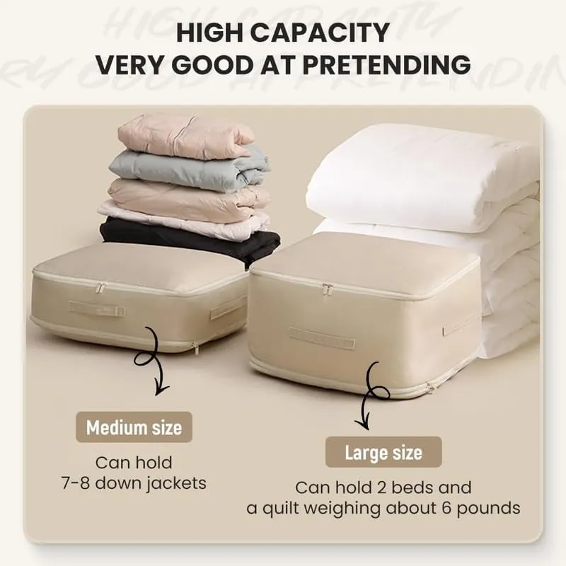 2024 New Space Saving Self Compression Organizer,Compression Duvet Storage Bag Large Capacity,Self Compression Moving Organizer Bags Heavy Duty Moving Bags for Comforters, Pink