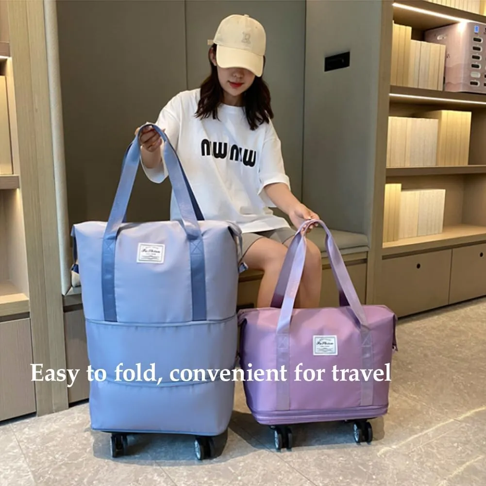 2025 New Large Capacity Travel Bag - Universal Wheel Removable, Kulken Travel Bag with Wheels,Portable Three-Layer Expandable Foldable Duffle Bags with (gery)
