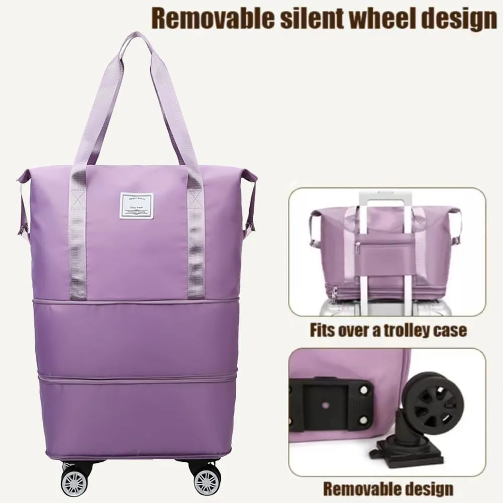 2025 New Large Capacity Travel Bag - Universal Wheel Removable, Kulken Travel Bag with Wheels,Portable Three-Layer Expandable Foldable Duffle Bags with (gery)