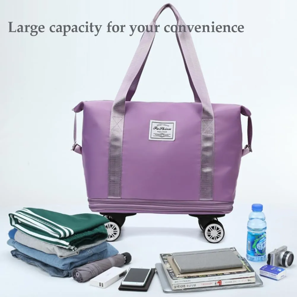 2025 New Large Capacity Travel Bag - Universal Wheel Removable, Kulken Travel Bag with Wheels,Portable Three-Layer Expandable Foldable Duffle Bags with (gery)