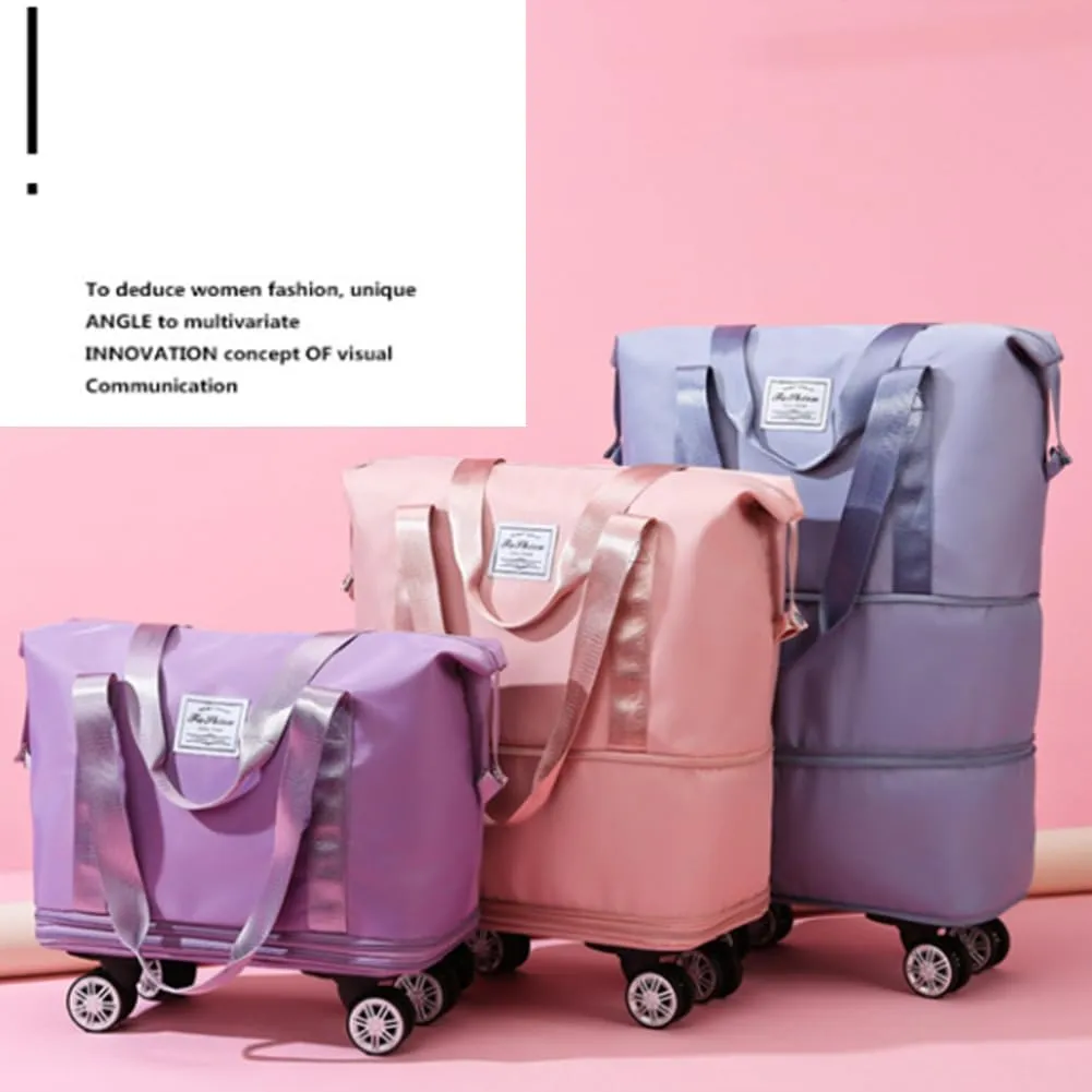 2025 New Large Capacity Travel Bag - Universal Wheel Removable, Kulken Travel Bag with Wheels,Portable Three-Layer Expandable Foldable Duffle Bags with (gery)