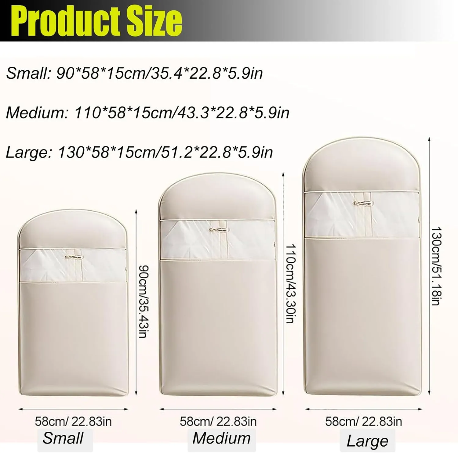 2025 Space Saving Hanging Garment Bag for Down Coat Dust Cover Clothes Storage Bags with Self Compression Zipper Thick Closet Organizer Storage Space Saver Bags