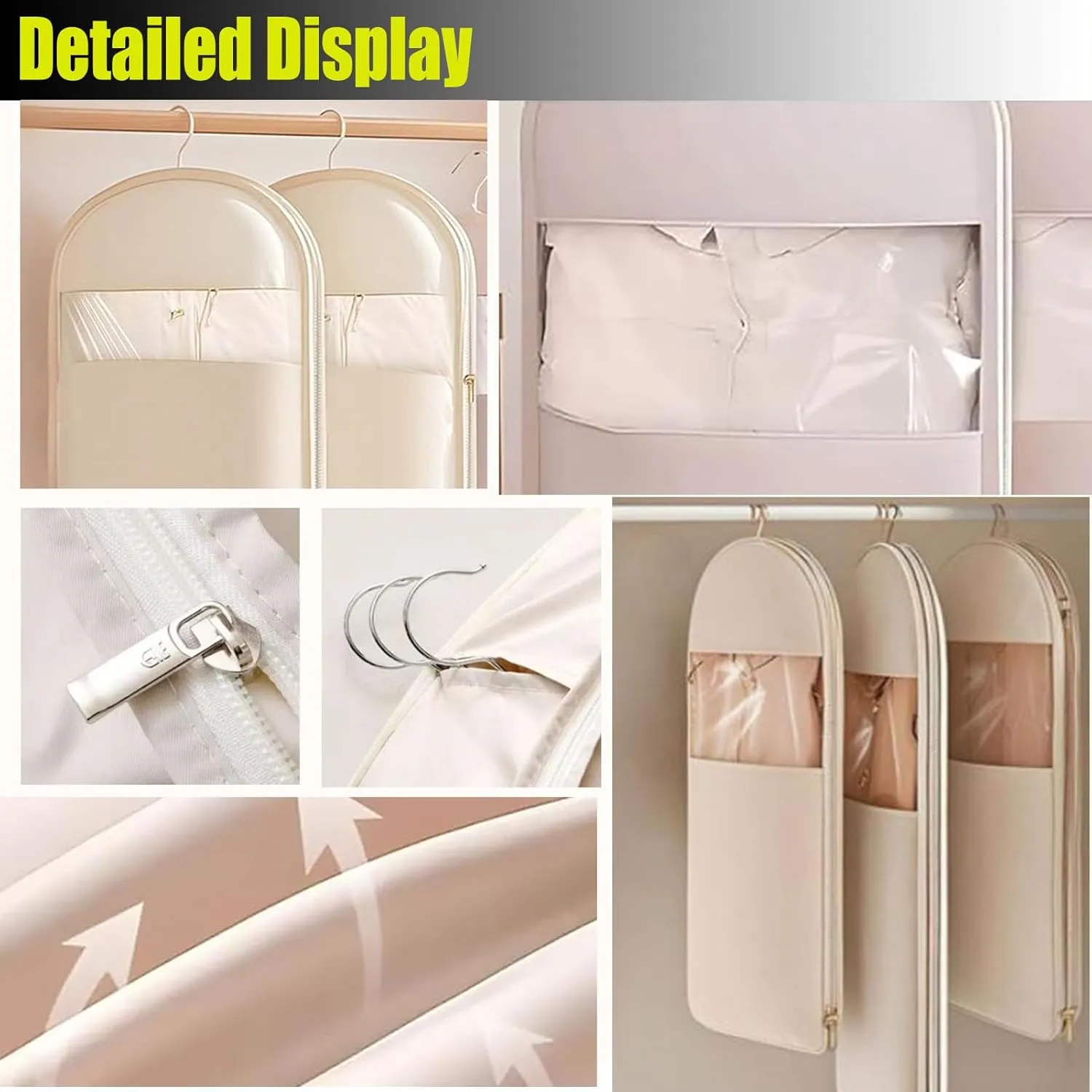 2025 Space Saving Hanging Garment Bag for Down Coat Dust Cover Clothes Storage Bags with Self Compression Zipper Thick Closet Organizer Storage Space Saver Bags