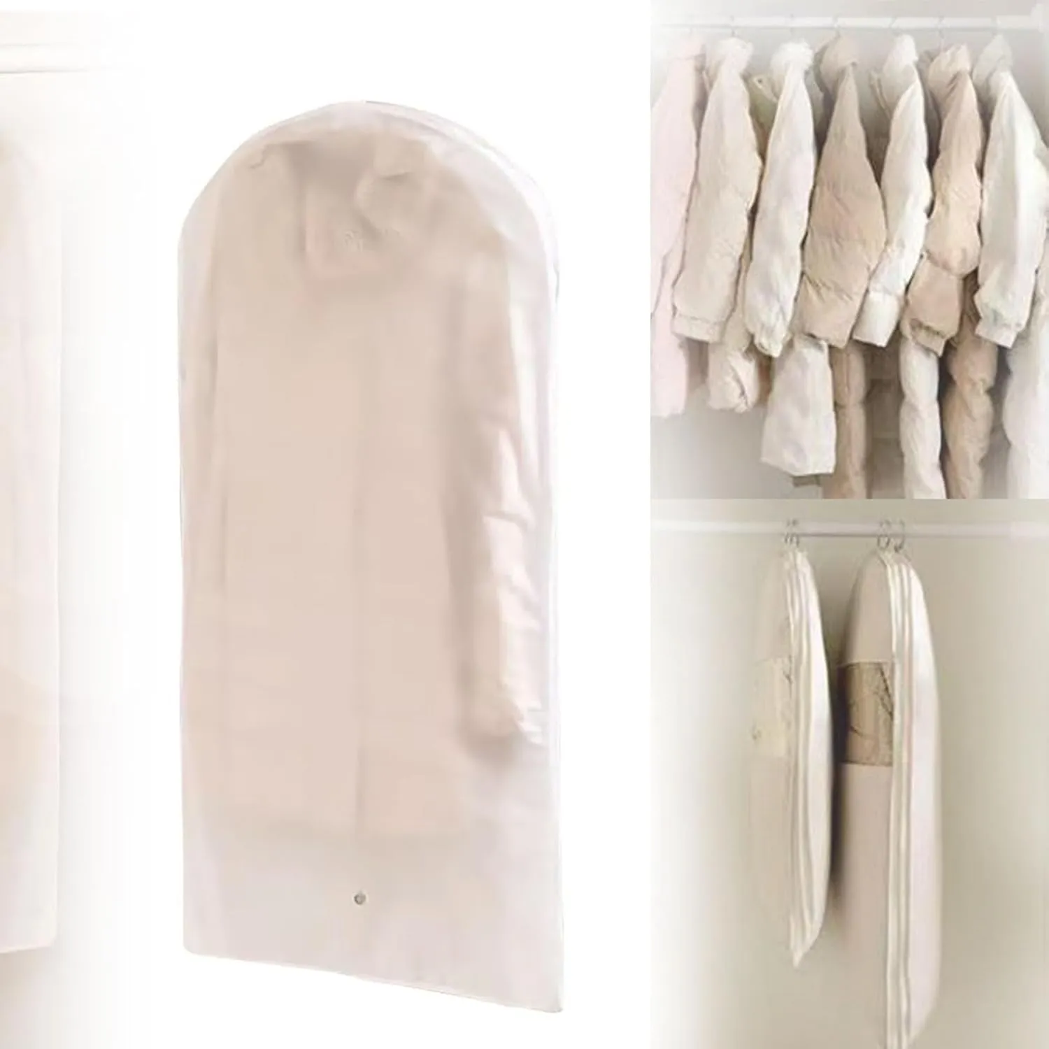 2025 Space Saving Hanging Garment Bag for Down Coat Dust Cover Clothes Storage Bags with Self Compression Zipper Thick Closet Organizer Storage Space Saver Bags
