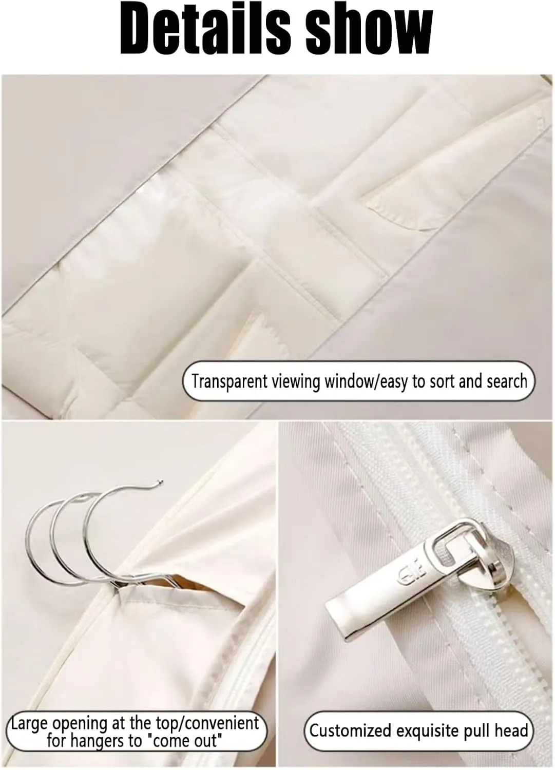 2025 Space Saving Hanging Garment Bag with Self Compression Zipper,Otherwise Garment Bag, Garment Bags for Travel,35/43/51in Garment Bags for Hanging Clothes, Coats, Jackets, Shirts (Beige, M)